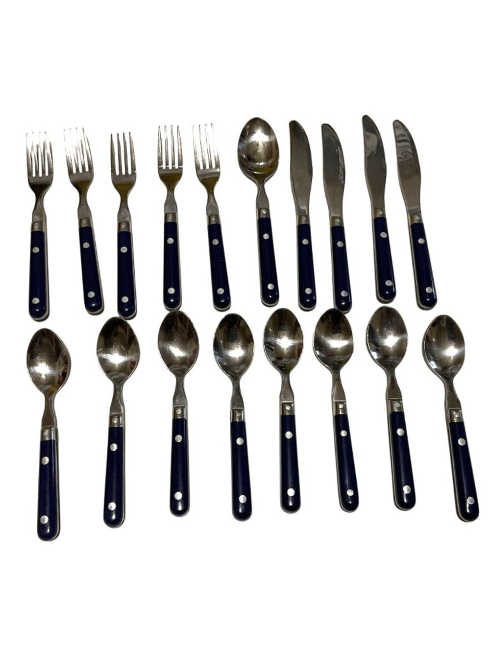 Vintage WF Mardi Gras Navy Blue Flatware Set Stainless Steel 18 Piece Set